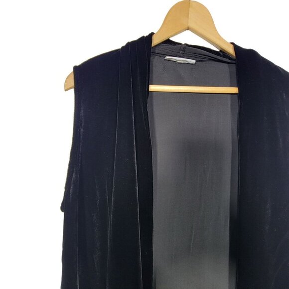 Bryn Walker Women's Silk Blend Black Velvet Sleeveless Long Cardigan Size S - Picture 3 of 10